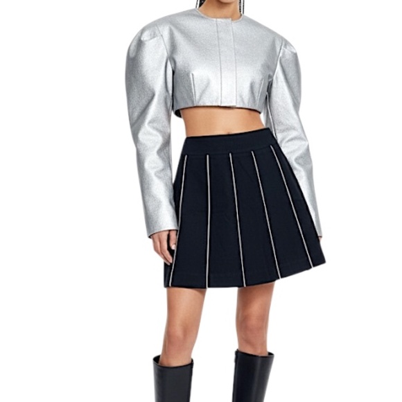 Y2K Willi Smith pure cotton black with white piping old money a line skirt 8 - Picture 1 of 10